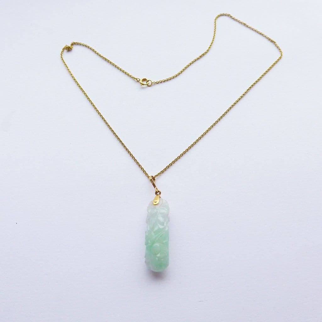Genuine REAL Jade Jadeite Lavender Lilac & Green Pendant Carved With
